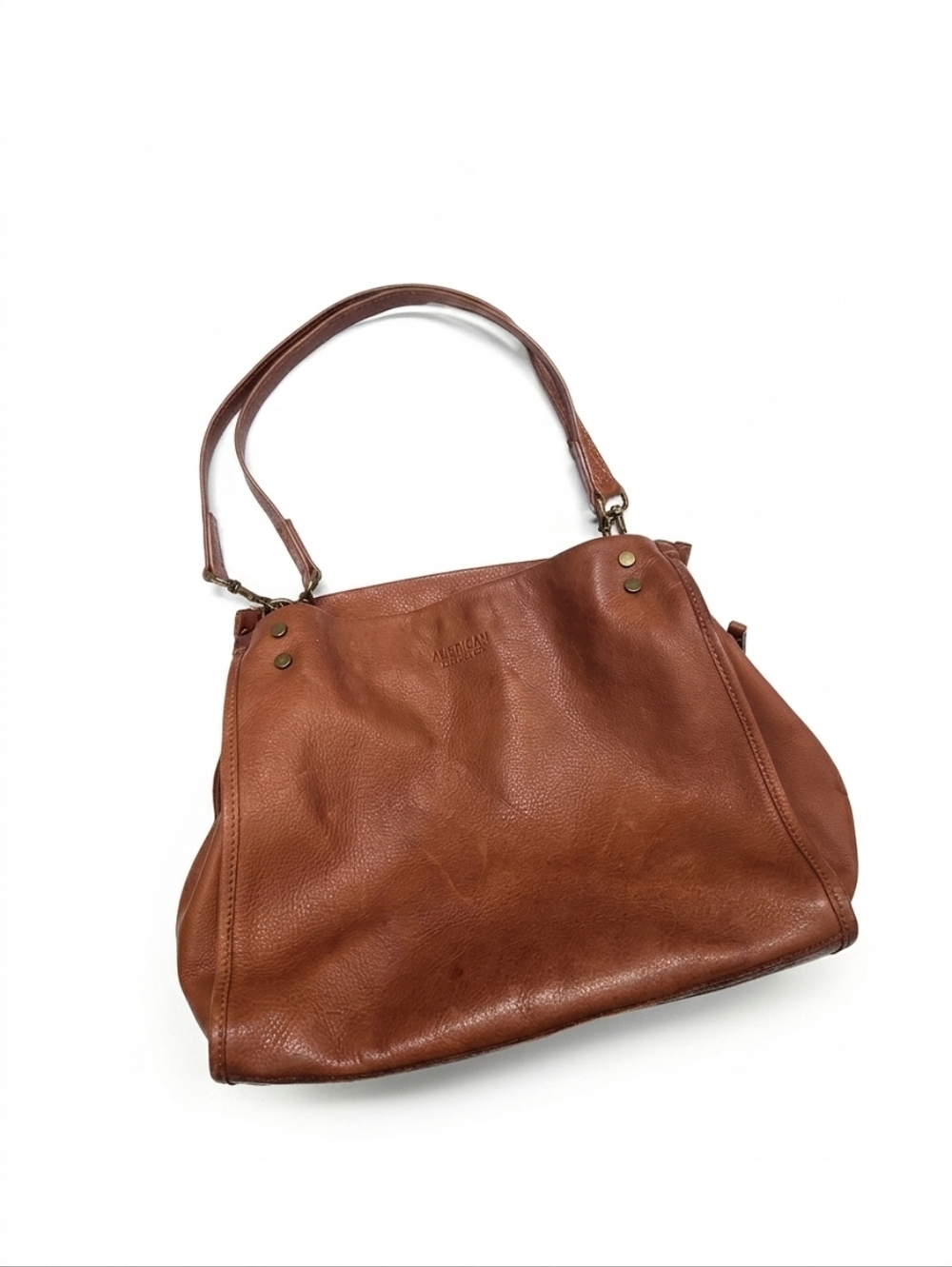 American Leather Co Lenox Brown Genuine Leather Tote Bag Satchel Purse